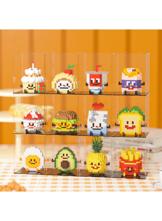 Micro-particle Building Blocks Doll Compatible With Lego Happy Food Hamburger Fries Pineapple Children's Educational Toys Ornaments - Image 1
