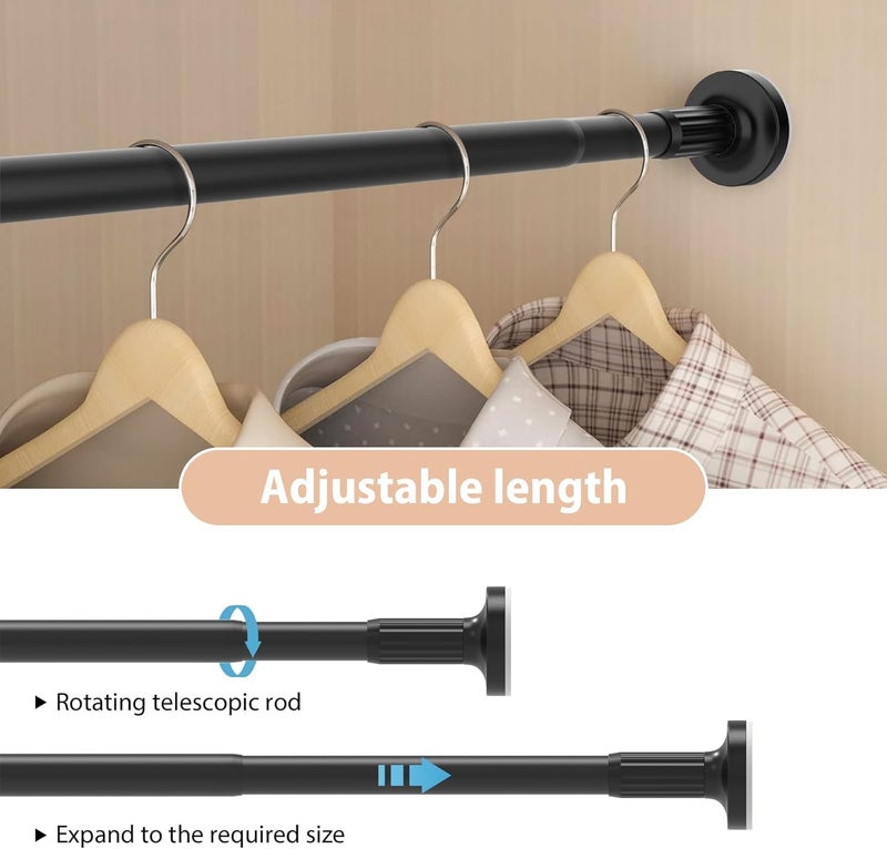 UREVO Extendable Shower Curtain Rod - Telescopic Stainless Steel, Non-Slip Base, Holds 84kg, 110-190cm - Image 2