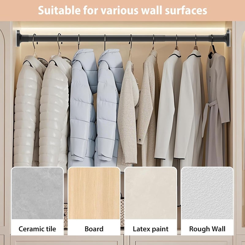UREVO Extendable Shower Curtain Rod - Telescopic Stainless Steel, Non-Slip Base, Holds 84kg, 110-190cm - Image 4