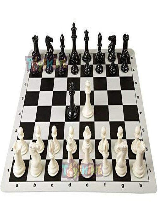 Toyshine (CS-53) XL-Size Tournament Chess Set with Plastic Chessmen and Green Roll-Up Vinyl Mat (SSTP) - Image 3