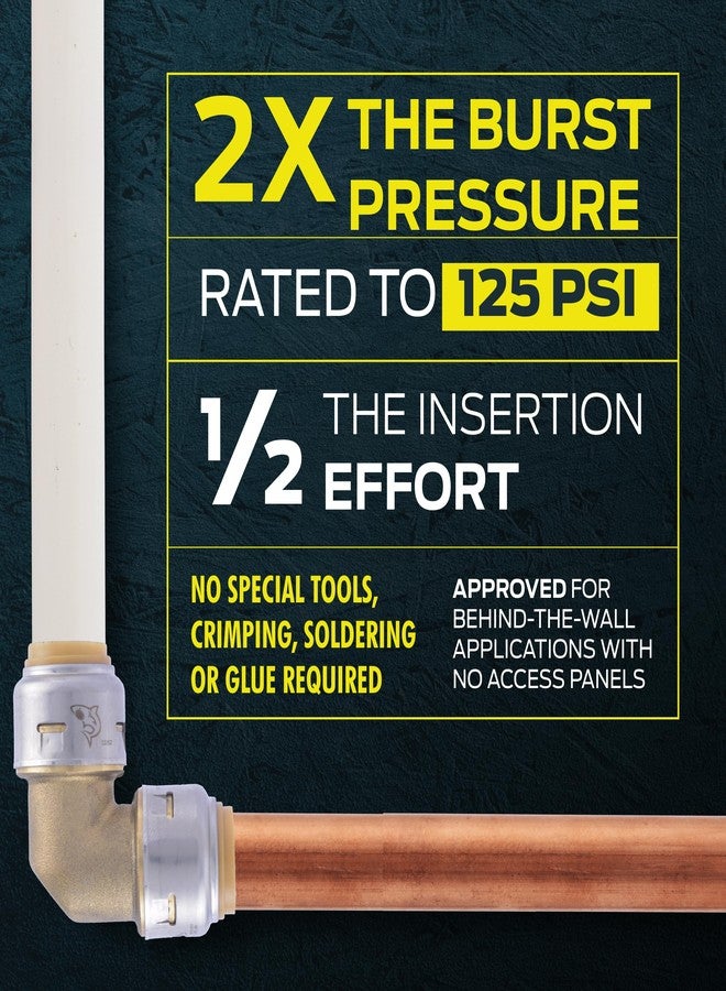 SharkBite Max 1/2 x 1/2 x 3/8 Inch Compression Dual Outlet Angle Stop Valve, Quarter Turn, Push to Connect Brass Plumbing Fitting, PEX Pipe, PE-RT, CPVC, Copper Pipe, UR25558 - Image 3