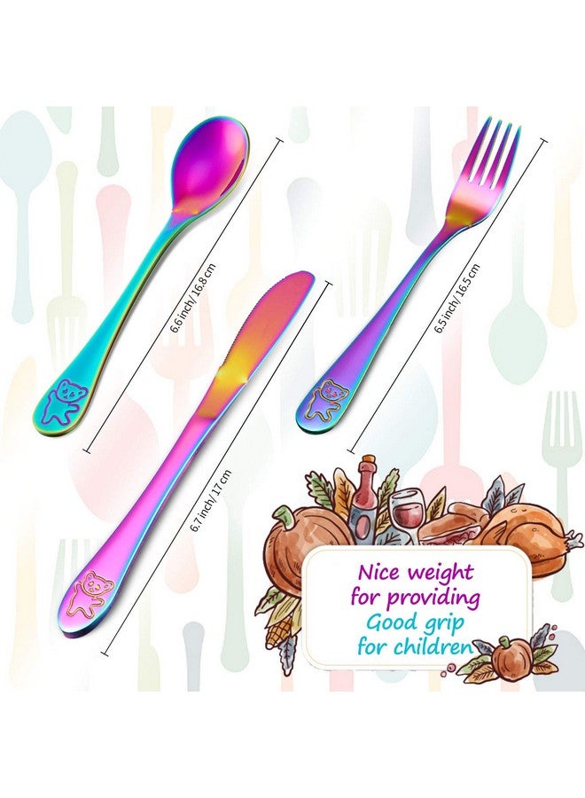 6 Pieces Rainbow Cutlery Kids Stainless Steel Rainbow Utensil Safe Child And Toddler Flatware Set Includes 2 Rainbow Knives 2 Forks 2 Spoons For Home And Preschools