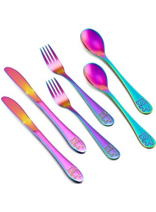 6 Pieces Rainbow Cutlery Kids Stainless Steel Rainbow Utensil Safe Child And Toddler Flatware Set Includes 2 Rainbow Knives 2 Forks 2 Spoons For Home And Preschools - pzsku/ZCBF544DC917E3A666275Z/45/_/1721988777/4ea432e7-56f7-4f3e-b2e0-4b96f41b8e40