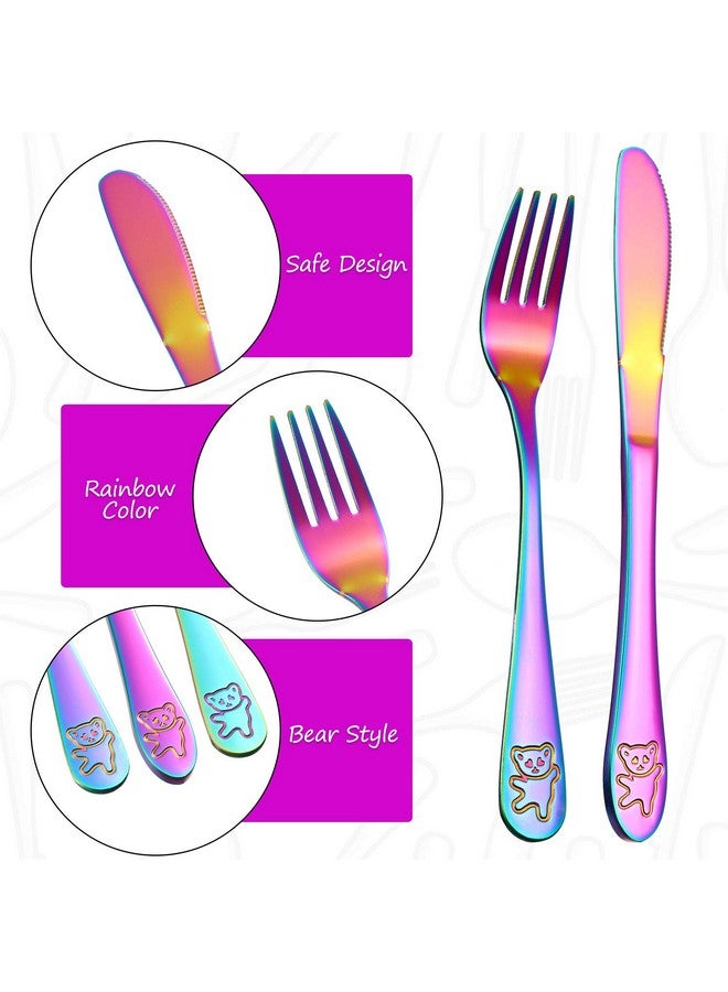 6 Pieces Rainbow Cutlery Kids Stainless Steel Rainbow Utensil Safe Child And Toddler Flatware Set Includes 2 Rainbow Knives 2 Forks 2 Spoons For Home And Preschools