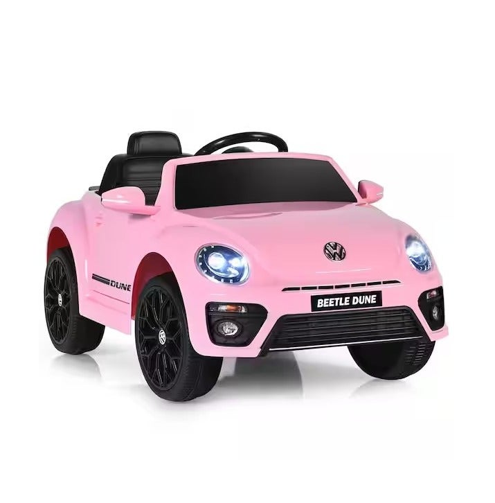 Volkswagen 12V Electric Children's Ride-on Car with Remote Control and Music, Multi-Colour (pink) - Image 1