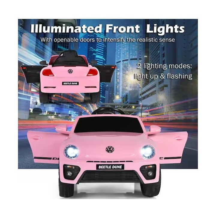 Volkswagen 12V Electric Children's Ride-on Car with Remote Control and Music, Multi-Colour (pink) - Image 3