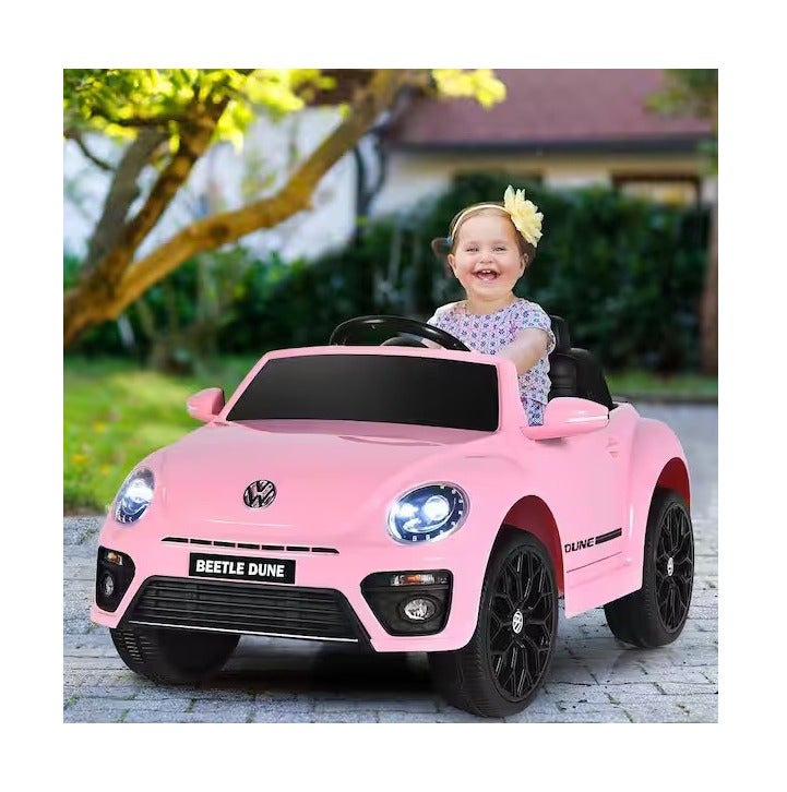 Volkswagen 12V Electric Children's Ride-on Car with Remote Control and Music, Multi-Colour (pink) - Image 4