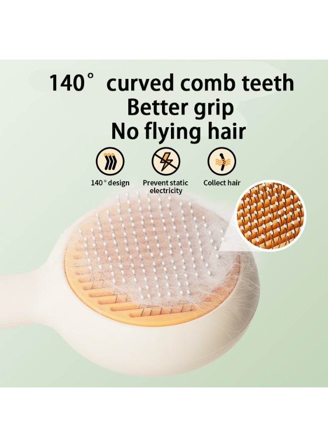 2PCS Self Cleaning Cat Brush Dog Brush - Pet Grooming Comb for Long & Short Hair Cats Dogs Rabbits, Soft Round Tip Slicker Brush to Remove Tangled Loose Hair, Washable Design(Green) - Image 2