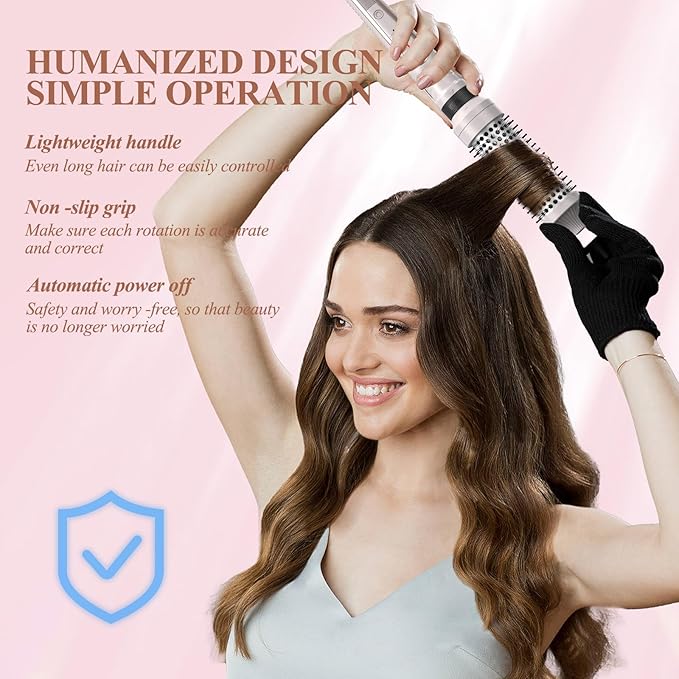 Thermal Brush 3 in 1 Set Ionic Heated Round Curling Create Volume Smoother Hair Style for Fully Dried Hair Ceramic Fast Heating Curling Iron Brush with Temperature Lock AutoPower Off Black