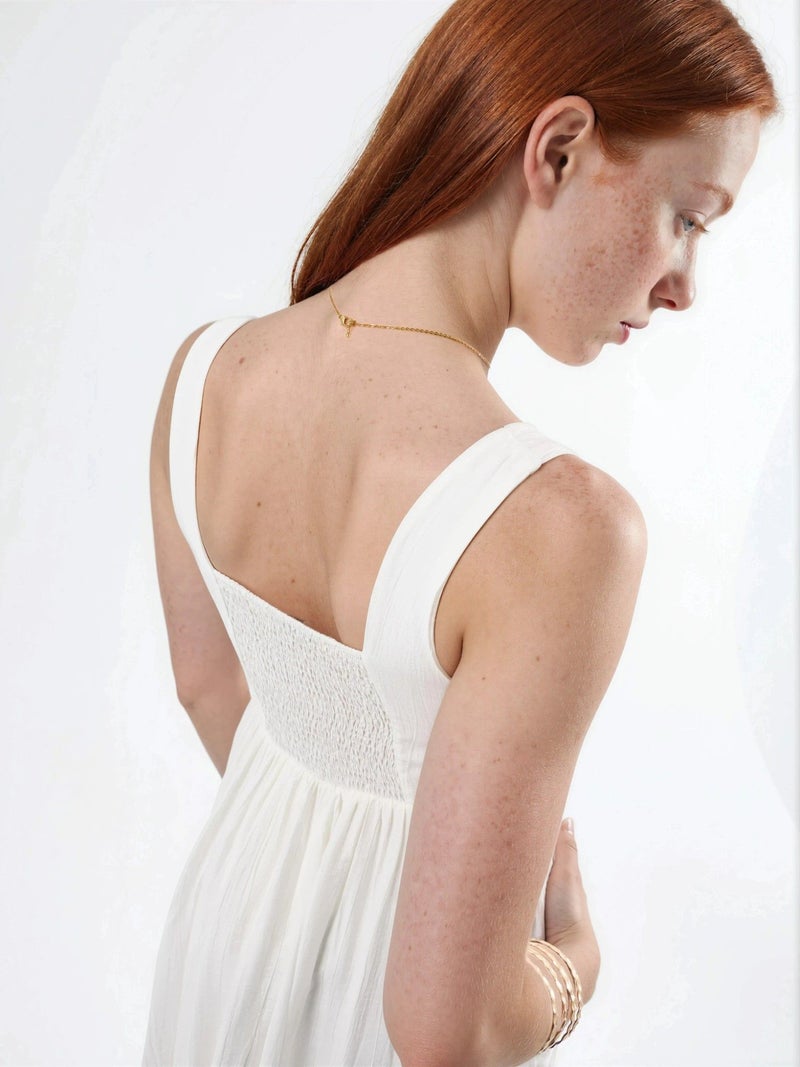 BUSEM Solid Midi Dress with Square Collar - Image 3