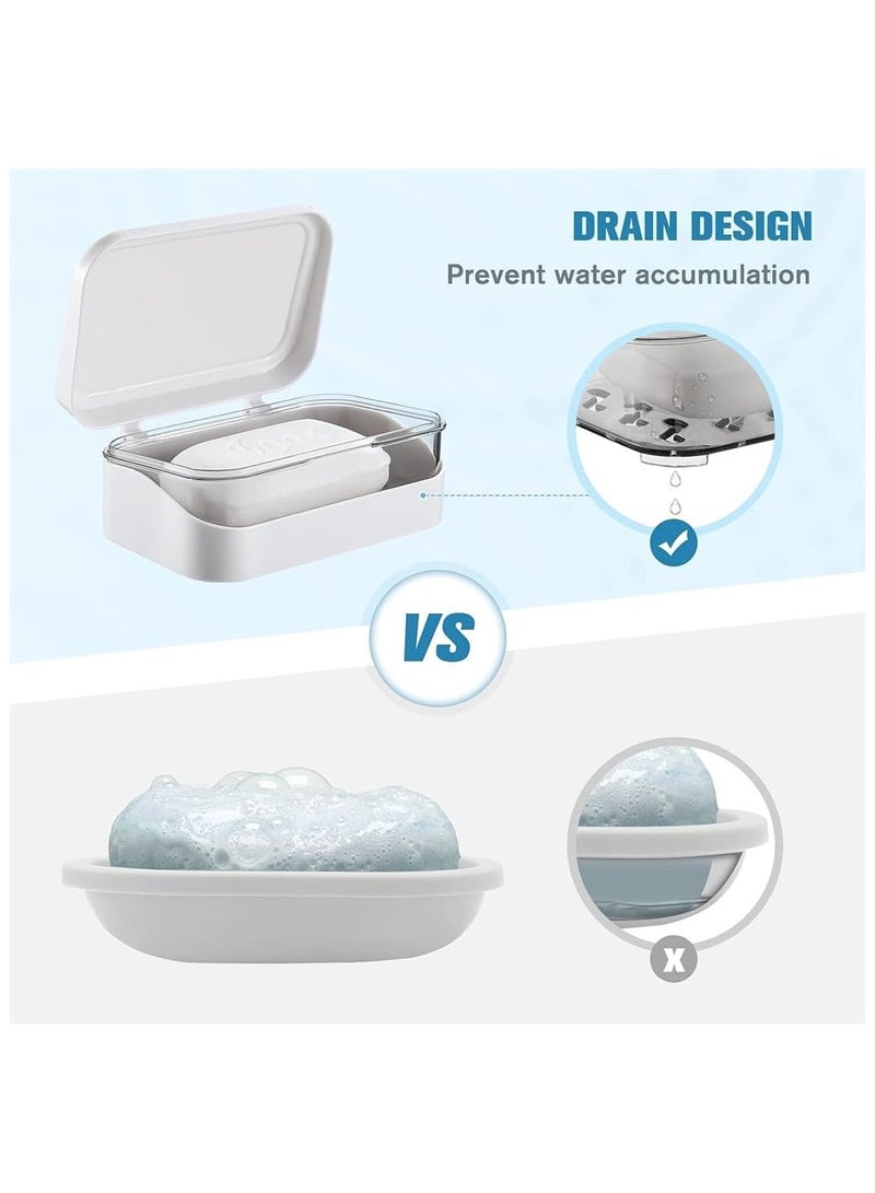 Soap Box, 2Pcs Plastic Soap Case Holder with Removable Drainer and Lid, Travel Soap Container, Great Thickened Soap Dish, Easy Cleaning Soap Box for Home Hotel Camping Gym Travel and More - Image 4