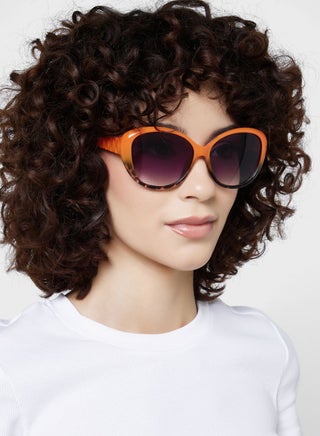 Textured Arm Oversized Cat Eye Sunglasses