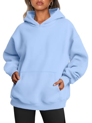 Trendy Queen Womens Oversized Hoodies Fleece Sweatshirts Long Sleeve Sweaters Pullover Fall Outfits Winter Clothes Sky Blue L - Image 1