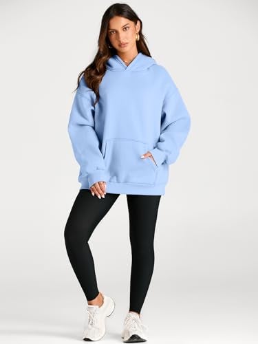 Trendy Queen Womens Oversized Hoodies Fleece Sweatshirts Long Sleeve Sweaters Pullover Fall Outfits Winter Clothes Sky Blue L - Image 5