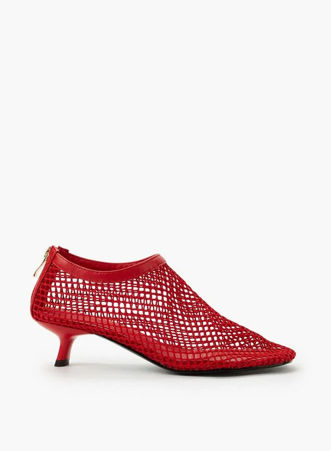 Haadana RED Women Mesh Kitten Heel Shoes for Women | Best Price UAE