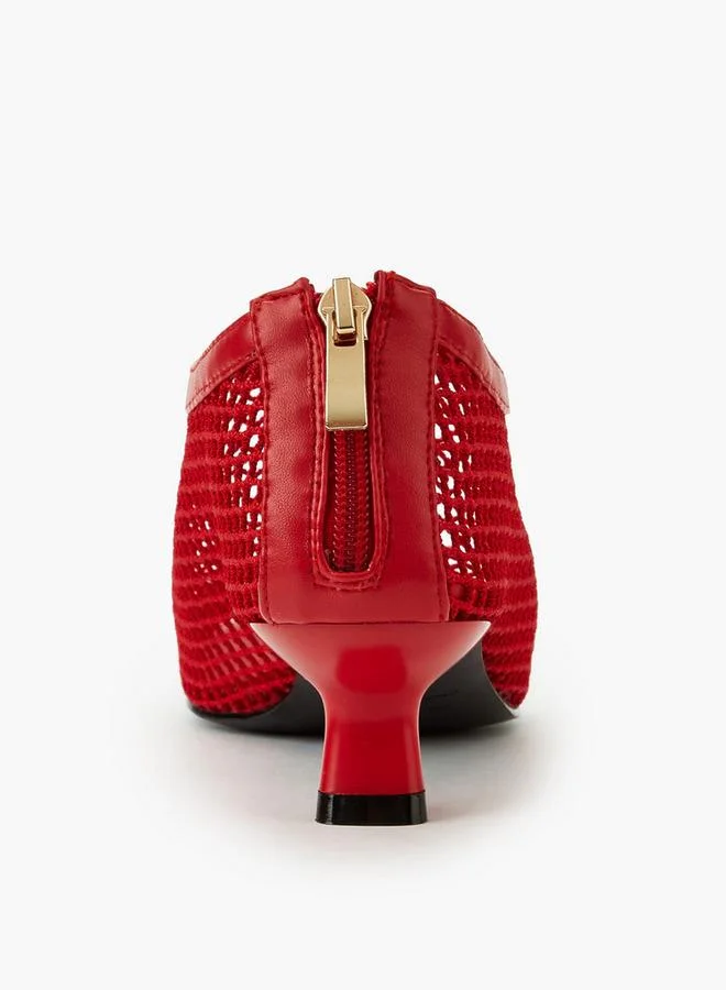 Haadana RED Women Mesh Kitten Heel Shoes for Women | Best Price UAE