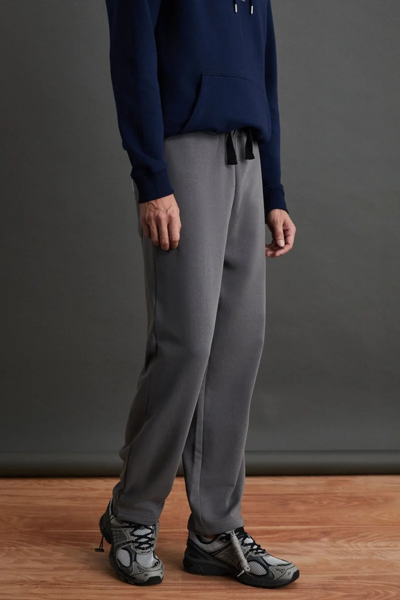 جريميلانج Internal Men's Soft, Comfortable Elastic Leg, Comfortable, Gray Sweatpants