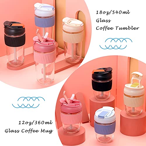 KHOLAD Glass Water Tumbler with Lid & Straw, Drinking Coffee Sipper Bottle,Wide Mouth Smoothie Cup Reusable Mug, Dishwasher Safe & BPA Free Pack of 1(Multicolor) - Image 4