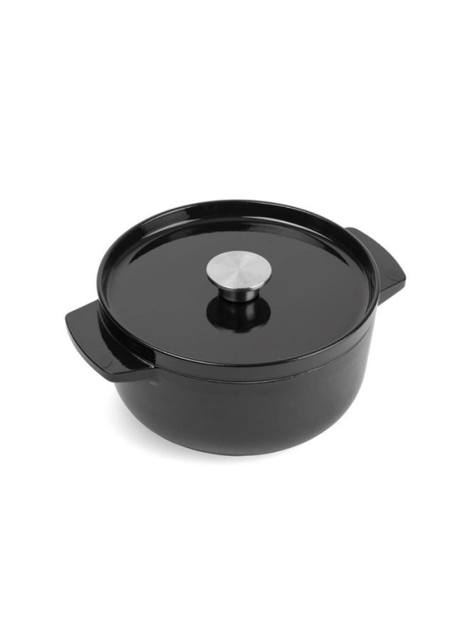 KitchenAid Cast Iron Round Casserole with Lid Onyx Black 26cm CC006061-001 - Image 1