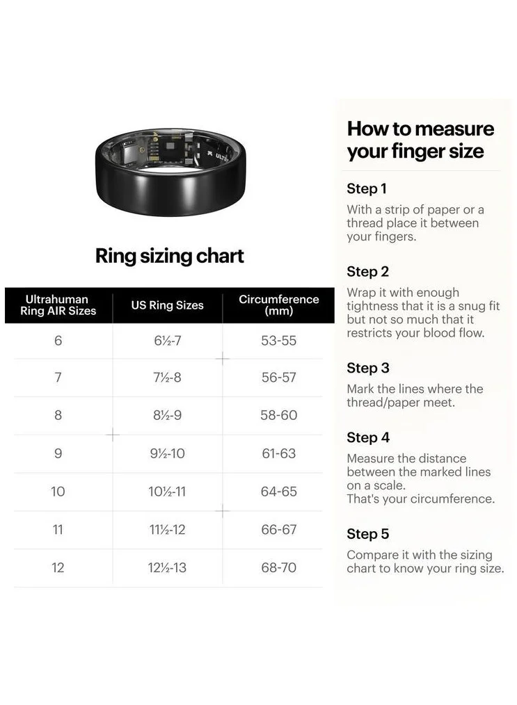 ULTRAHUMAN Ring AIR - Advanced sleep-tracking wearable, HRV & Temperature Monitoring,Track workout, movement & recovery, Water resistant, 6 Days Battery Life with Lifetime Free Subscription (Size 9) - Matt Grey