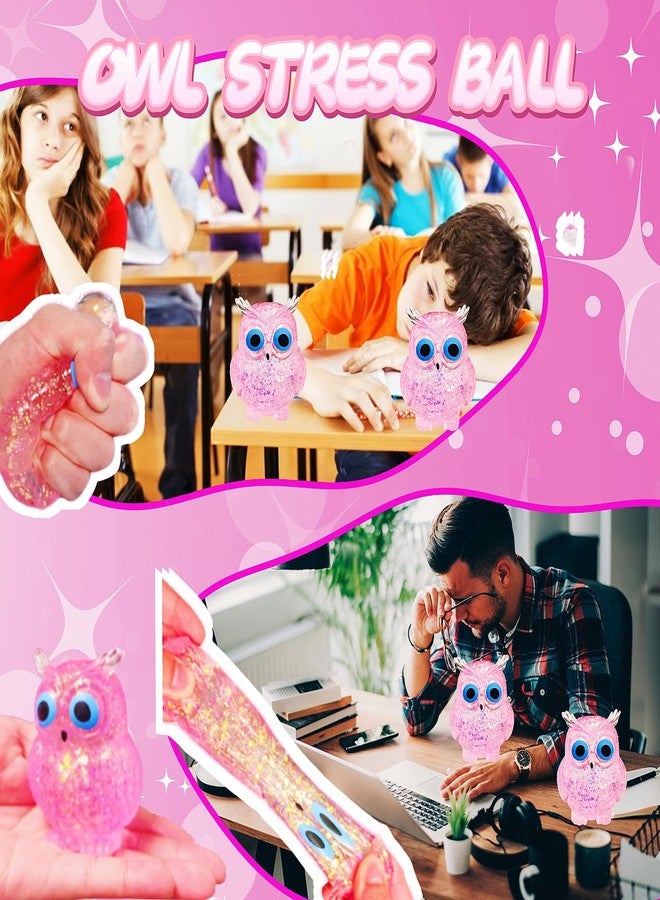 EVDERS 1Pcs Owl Sugar Stress Ball Squishy Toys Kids and Adults, Kawaii Squishy Stress Balls, Owl Sugar Ball Squeeze Toys, Party Favors Easter Basket Stuffers (Pink) - Image 4