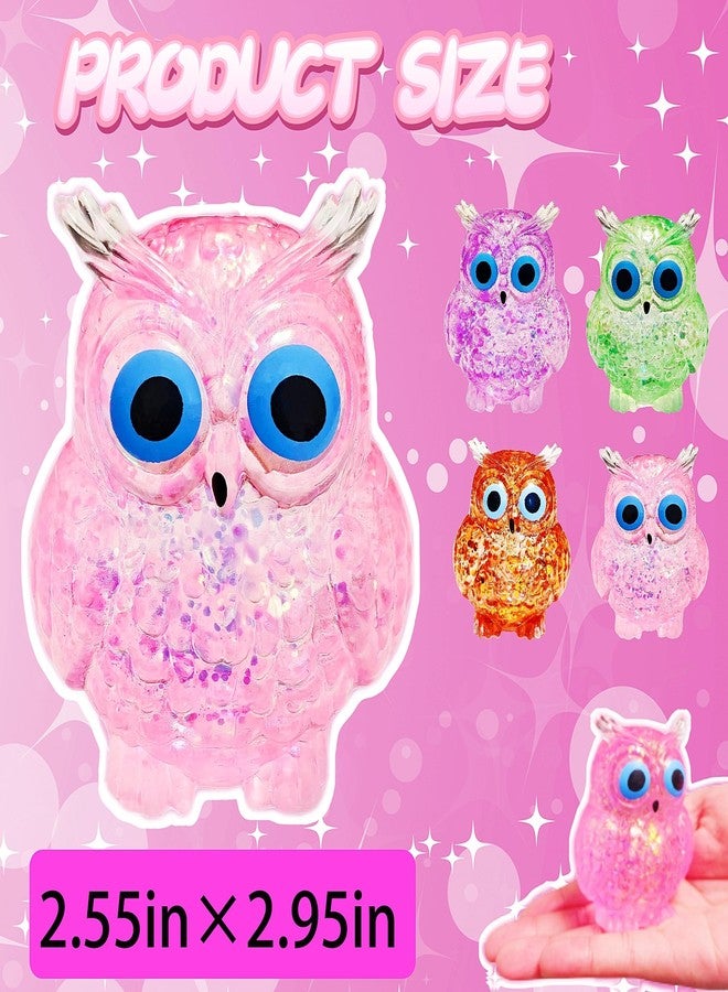 EVDERS 1Pcs Owl Sugar Stress Ball Squishy Toys Kids and Adults, Kawaii Squishy Stress Balls, Owl Sugar Ball Squeeze Toys, Party Favors Easter Basket Stuffers (Pink) - Image 2