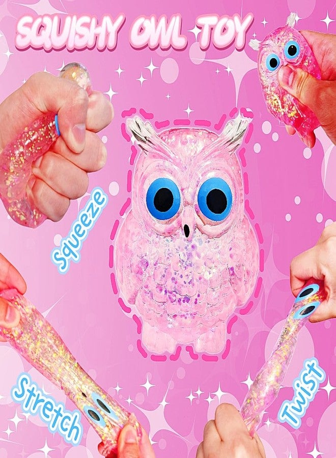 EVDERS 1Pcs Owl Sugar Stress Ball Squishy Toys Kids and Adults, Kawaii Squishy Stress Balls, Owl Sugar Ball Squeeze Toys, Party Favors Easter Basket Stuffers (Pink) - Image 3