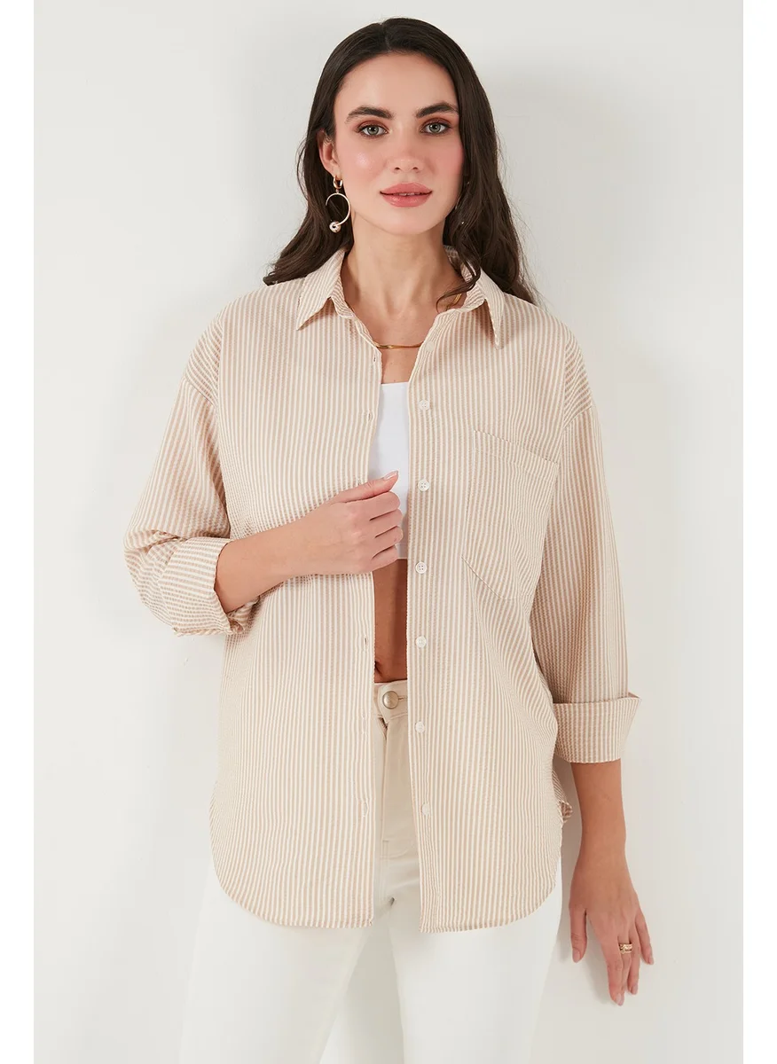 Lela Regular Fit Long Sleeve Pocket Striped Shirt Women's Shirt 6772895