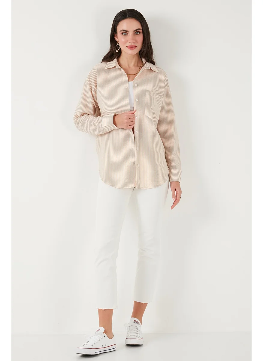 Lela Regular Fit Long Sleeve Pocket Striped Shirt Women's Shirt 6772895