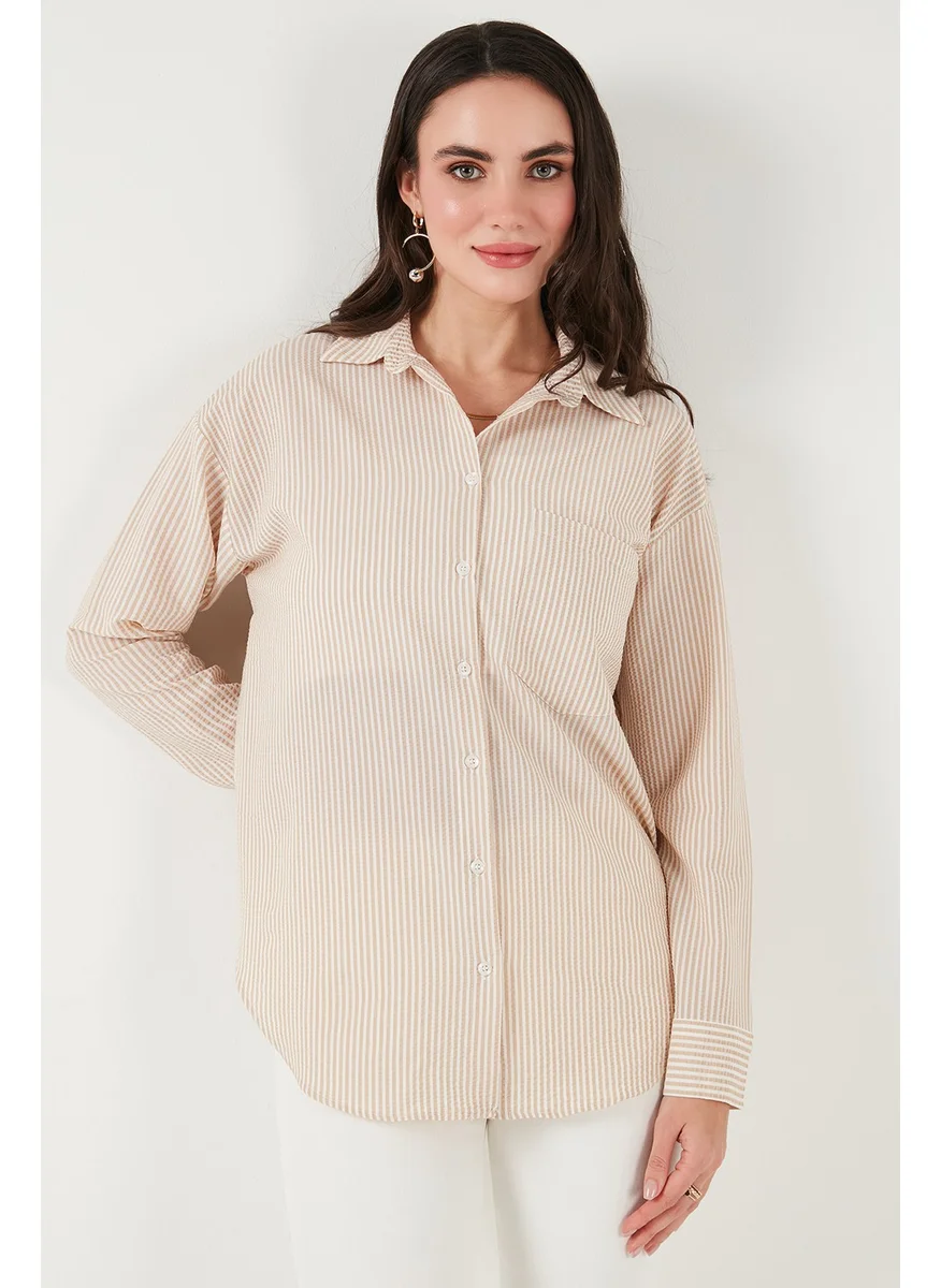 Lela Regular Fit Long Sleeve Pocket Striped Shirt Women's Shirt 6772895