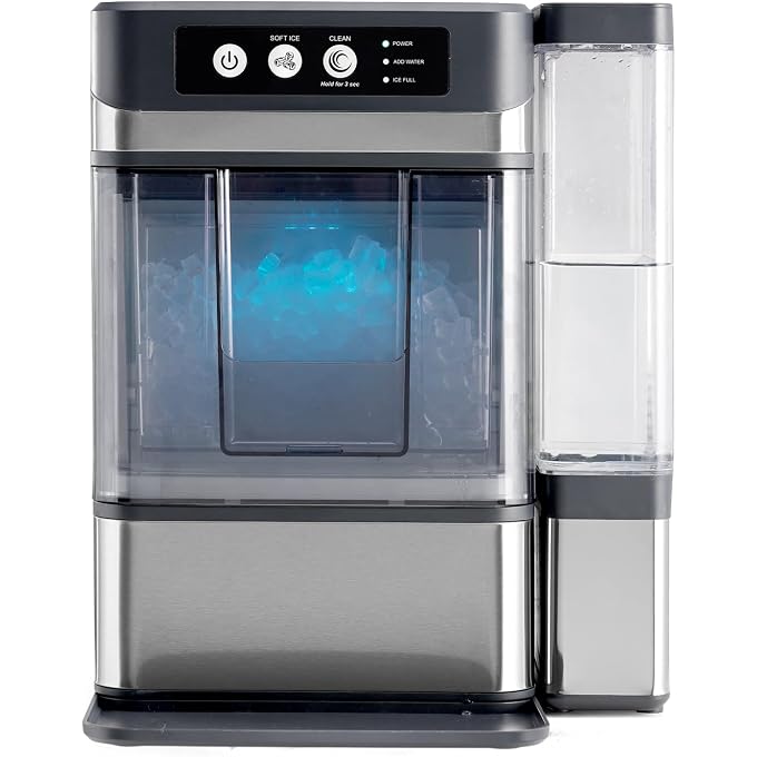 Nugget Ice Maker Countertop 41 Lbs/24h, Chewable Nugget Ice Machine with Side Water Tank, Ready in 6 Mins, Self-Cleaning Pellet Ice Machine,Stainless Steel for Home, Office, Party,Camping - Image 1