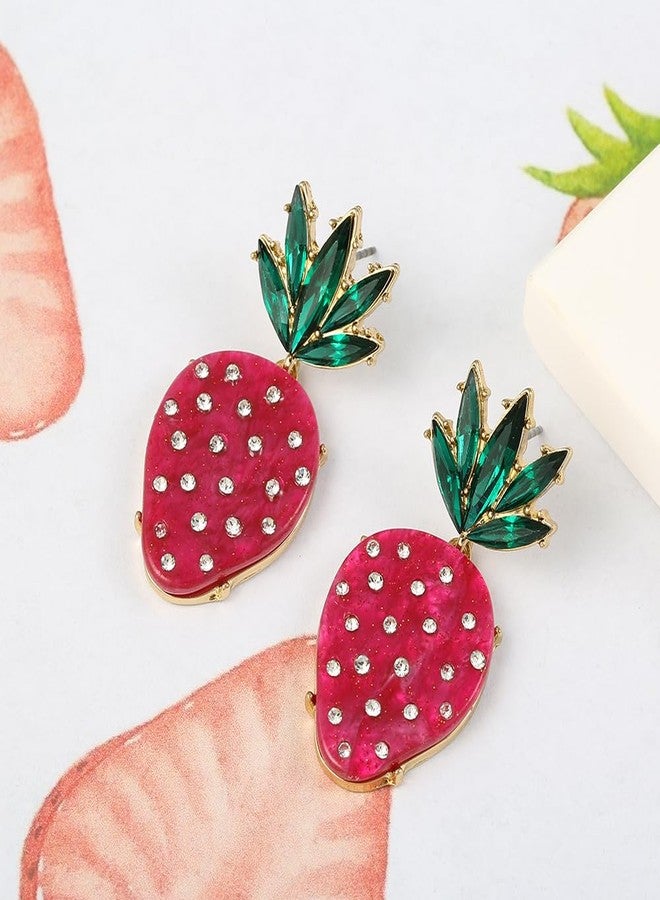 MADISON TYLER Strawberry Earrings for Women | Drop Fruit Large Stud Earring for Women | Cute Dangling Earrings Hypoallergenic - Image 5