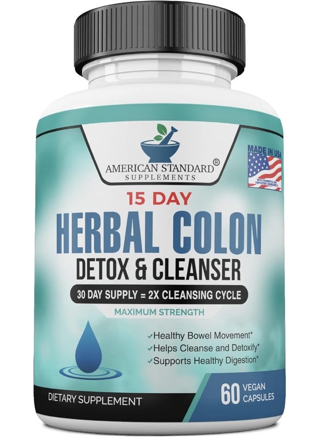 American Standard Supplements Colon Cleanse - 60 Veggie Capsules, 30 Servings - Image 1