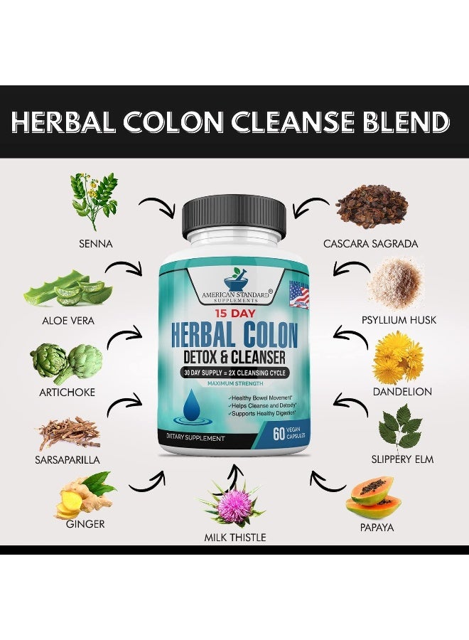 American Standard Supplements Colon Cleanse - 60 Veggie Capsules, 30 Servings - Image 3