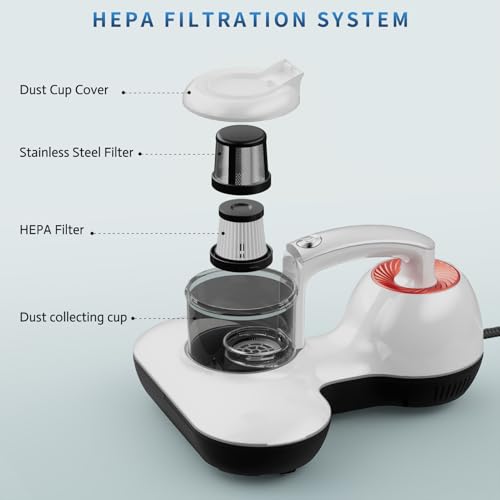 Hersven Mattress Vacuum Cleaner, Handheld UV Bed Vacuum Cleaner 16KPa & 12800 Vibrations Per/Min Upgraded Effectively Clean Up Bed, Pillows, Cloth Sofas, Carpets and Ther Fabric Surfaces - Image 2