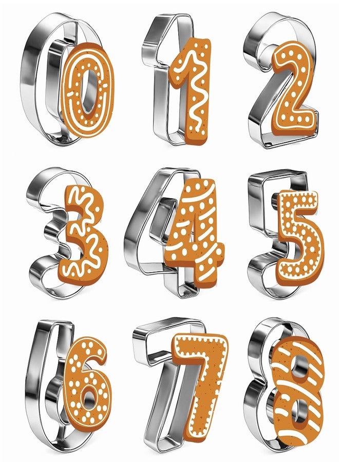 Tweruna 9 PCS Number Cookie Cutters, 2 Inch Cookie Cutter Set, Birthday 0-8 Cookies Cutters, Stainless Steel Birthday Cookies Cutter Shape for Baking - Image 1
