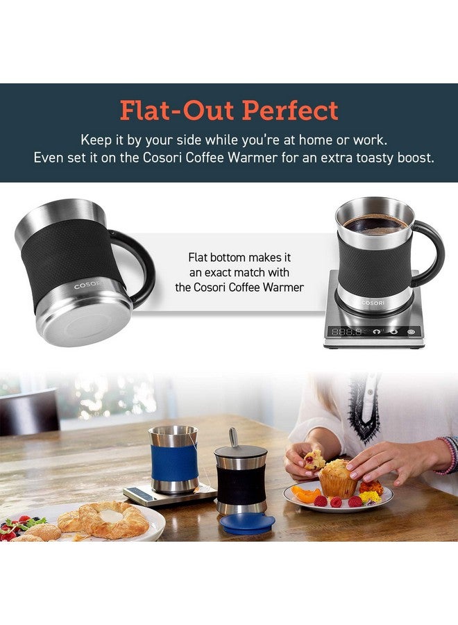 COSORI Coffee Mug with Lids Set of 2, Stainless Steel Cups with Heat-resistant Handle & Slip-resistant Sleeve, 17 oz, Best Match w/Mug Warmer, for Coffee,Tea,Water,Cocoa, Milk, C1601-CM, Black & Blue - Image 3