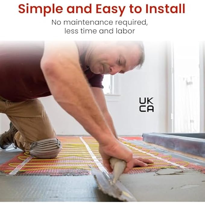 UNDERFLOOR HEATING MAT ELECTRIC RADIANT SELF-ADHESIVE FLOOR HEATING SYSTEM 200W/ WARMMAT WITH ET-81 THERMOSTAT KIT,12 - Image 3