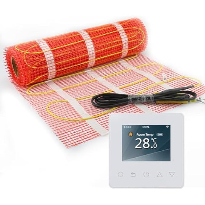 UNDERFLOOR HEATING MAT ELECTRIC RADIANT SELF-ADHESIVE FLOOR HEATING SYSTEM 200W/ WARMMAT WITH ET-81 THERMOSTAT KIT,12 - Image 2