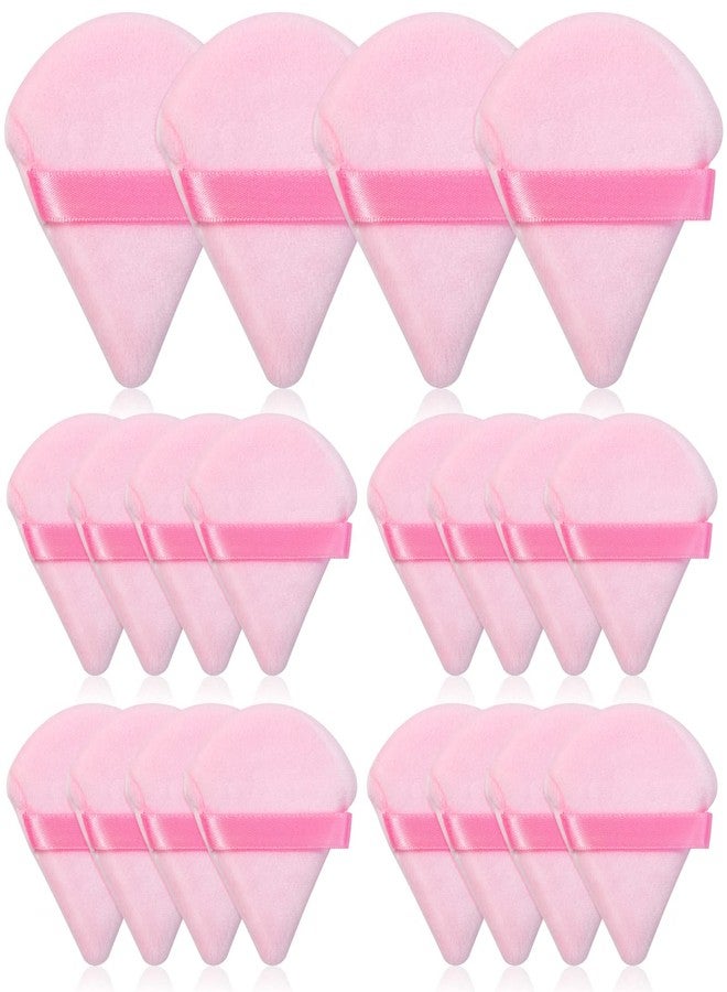 Thrilez 20pcs Triangle Powder Puff, Loose Powder Puffs Makeup Puff for Face Powder, Setting Powder Puff for Make Up, Face Puff Pads for Press Powder, Sponge Powder Applicator for Face and Eye (Pink) - Image 1