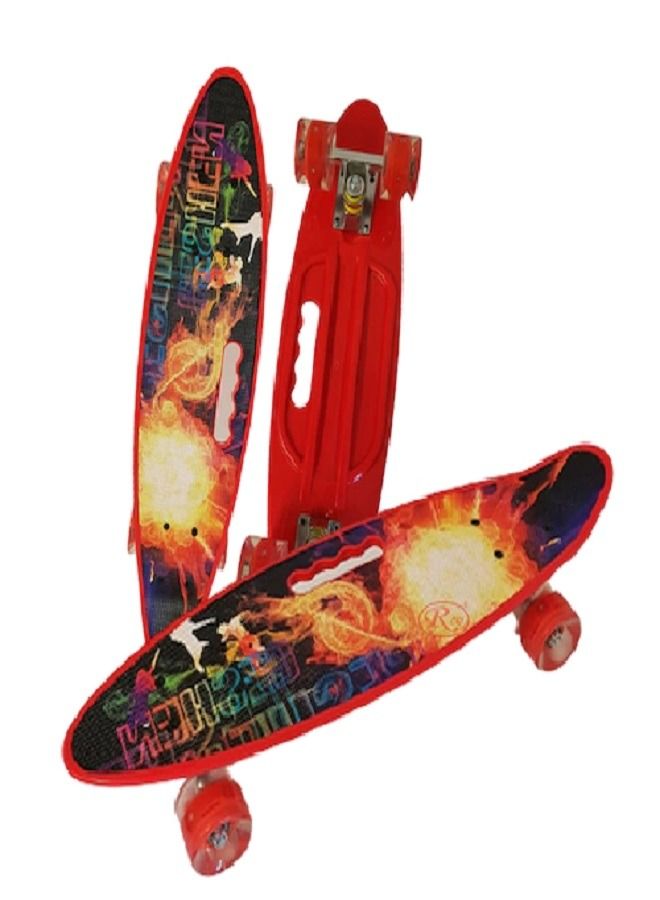 لوح تزلج بلاستيك مقاس 24 بوصة (احمر) اسكيب بورد - Image 2