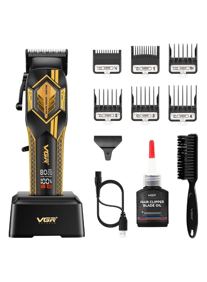 VGR Professional Hair Clipper For Men V-119 , DLC Ceramic Blade Trimmer with 8000 RPM Motor, 180-Min Runtime, Cordless & Corded Use, Digital Display, Adjustable Lever, Guide Combs for Precision Grooming Black and Yellow - Image 1