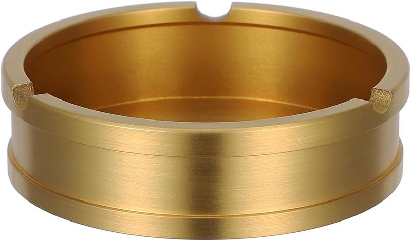 Brass Round Gold Ashtray Portable Desktop Ash Holder For Home Office And Dining Table - Image 2