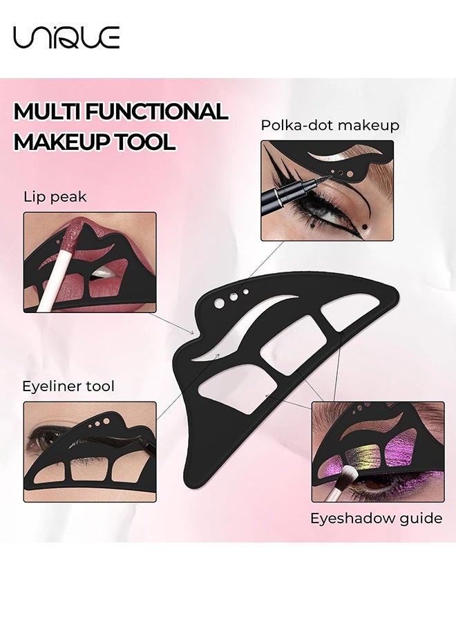 Unique 2 PCS Eyeshadow Stencil - 6 in 1 Silicone Eyeshadow Tool - Reusable Eye Makeup Aid Stencils - Eye Makeup Aid - for Make Up Beginners&Women (Pink/Black) - Image 5