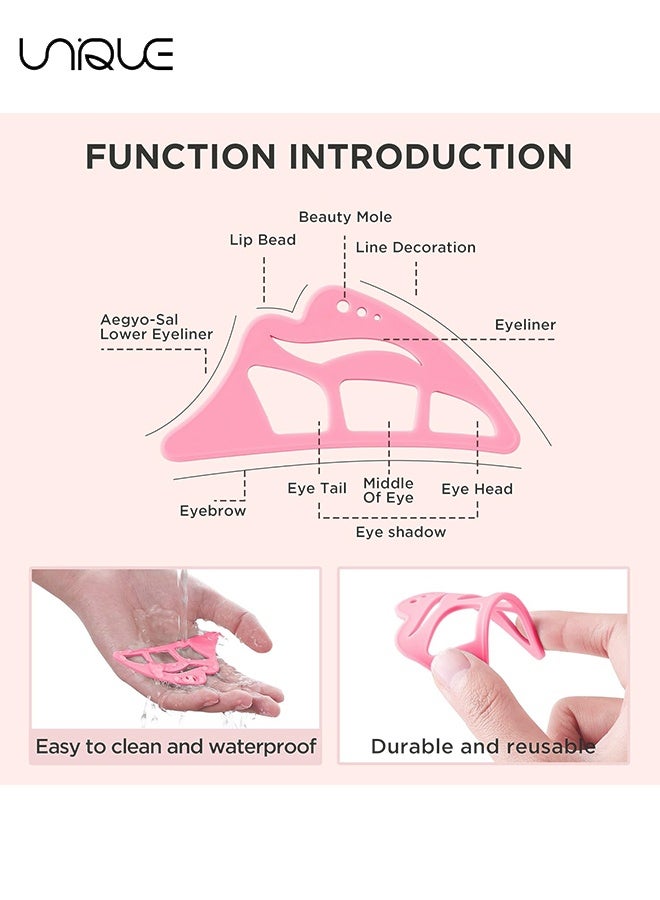 Unique 2 PCS Eyeshadow Stencil - 6 in 1 Silicone Eyeshadow Tool - Reusable Eye Makeup Aid Stencils - Eye Makeup Aid - for Make Up Beginners&Women (Pink/Black) - Image 3