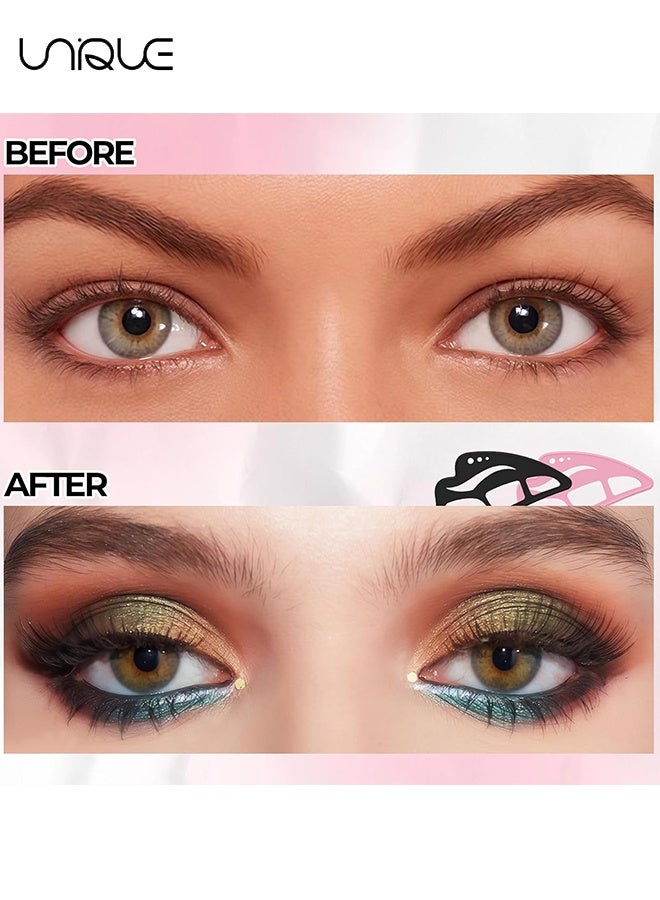 Unique 2 PCS Eyeshadow Stencil - 6 in 1 Silicone Eyeshadow Tool - Reusable Eye Makeup Aid Stencils - Eye Makeup Aid - for Make Up Beginners&Women (Pink/Black) - Image 4