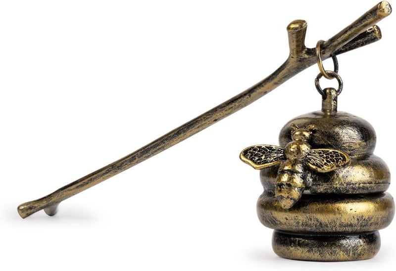 AIM & GGKK Vintage Bronze Beehive Candle Snuffer Extinguisher - Long Handle for Safe Flame Out, Decorative Candle Accessory with Bee Design - Image 1