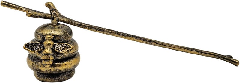AIM & GGKK Vintage Bronze Beehive Candle Snuffer Extinguisher - Long Handle for Safe Flame Out, Decorative Candle Accessory with Bee Design - Image 3