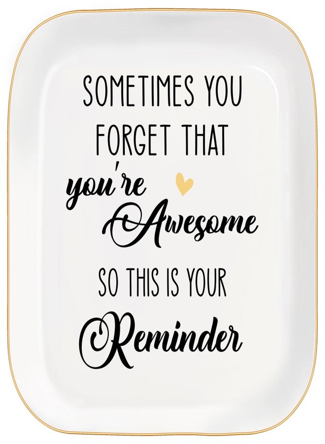 MQPPKJ Inspirational Ceramic Jewelry Tray for Women - You Are Awesome Ring Dish, Unique Gift for Mom, Wife, Friend, Coworker, Birthday, Mother's Day, Christmas, Retirement Gifts (Sometimes) - Image 1