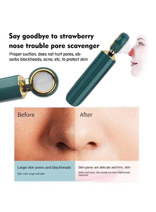 TEKNOWORTH Electric Facial Pore Vacuum Cleaner – Rechargeable Facial Cleaner & Blackhead Remover Suction Tool for Deep Skin Pore Cleansing – Face Blackheads Remover Device – USB Charging Nose & Face Beauty Cleaner – Green - Image 4